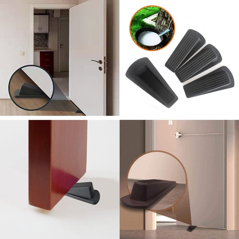 Lesunsul Door Stop  Door Stopper  Door Wedge  6 Pack Rubber Door Stopper  Rubber Door Stops for Bottom of Door  Works on All Floor Types-Black - Image 4